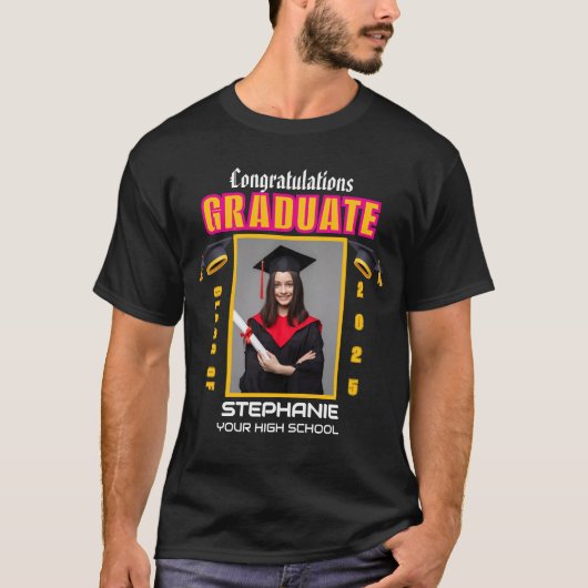 Graduate Foto Abschluss Herzlichen Glückwunsch T-Shirt (Vorderseite)