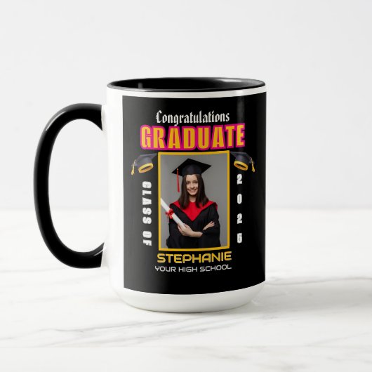 Graduate Foto Abschluss Herzlichen Glückwunsch Tasse (Links)