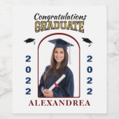 Graduate Foto Abschluss Herzlichen Glückwunsch Weinetikett (Einzelnes Label)