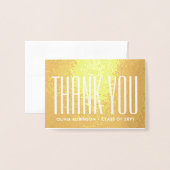 Graduate Foto & Address Modern Elegant Vielen Dank Folienkarte (Vorderseite mit Umschlag)