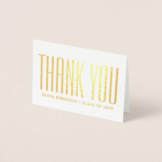 Graduate Foto & Address Modern Minimal Vielen Dank Folienkarte (Vorderseite)