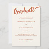 Graduate Foto Arch Burnt Orange Script Ankündigung (Rückseite)