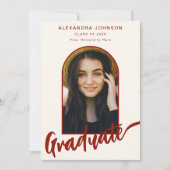 Graduate Foto Arch Modern Burnt Orange Script Ankündigung (Vorderseite)