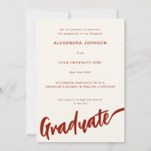 Graduate Foto Arch Modern Burnt Orange Script Ankündigung (Rückseite)