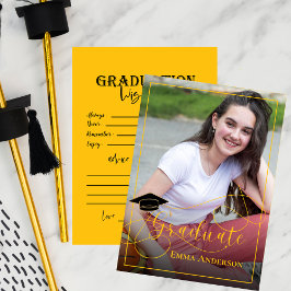Graduate Foto Black and Yellow 2025 Abschluss Hinweiskarte