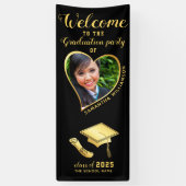 Graduate Foto Black Gold Abschluss Willkommen Banner (Vertikal)