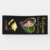 Graduate Foto Black Gold Abschluss Willkommen Banner (Horizontal)