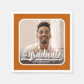 Graduate Foto Bold Script Burnt Orange Serviette (Vorderseite)