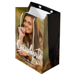 Graduate Foto Bold Script Custom Abschluss Mittlere Geschenktüte