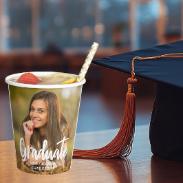 Graduate Foto Bold Script Custom Graduation Party Pappbecher