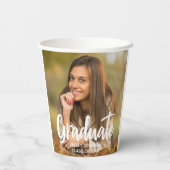 Graduate Foto Bold Script Custom Graduation Party Pappbecher (Rückseite)