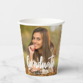 Graduate Foto Bold Script Custom Graduation Party Pappbecher (Vorderseite)