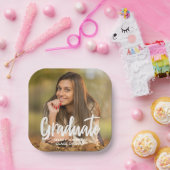Graduate Foto Bold Script Custom Graduation Party Pappteller (Party)