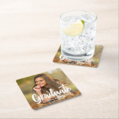 Graduate Foto Bold Script Custom Graduation Party Rechteckiger Pappuntersetzer (Vor Ort)