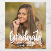 Graduate Foto Bold Script Custom Graduation Party Weinetikett (Einzelnes Label)
