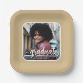 Graduate Foto Bold Script Gold Abschluss Pappteller (Vorderseite)