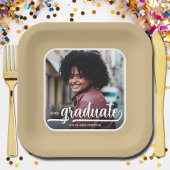 Graduate Foto Bold Script Gold Abschluss Pappteller