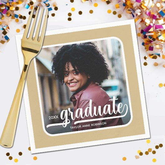 Graduate Foto Bold Script Gold Serviette