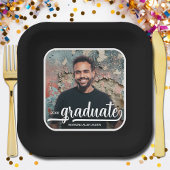 Graduate Foto Bold Script Graduation Party Black Pappteller