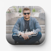 Graduate Foto Bold Script Graduation Party Pappteller (Vorderseite)