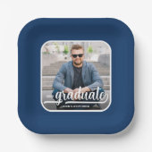 Graduate Foto Bold Script Graduation Party Pappteller (Vorderseite)