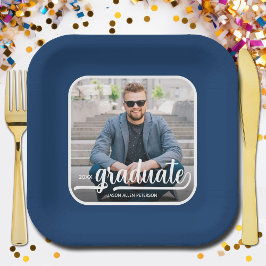 Graduate Foto Bold Script Graduation Party Pappteller