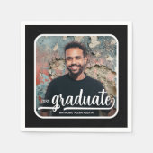 Graduate Foto Bold Script Graduation Party Serviette (Vorderseite)