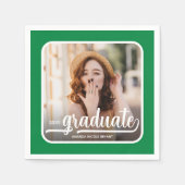 Graduate Foto Bold Script Green Serviette (Vorderseite)