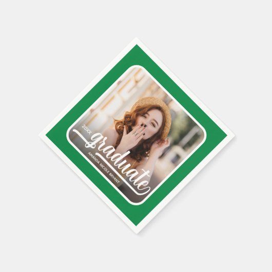 Graduate Foto Bold Script Green Serviette (Ecke)