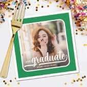 Graduate Foto Bold Script Green Serviette