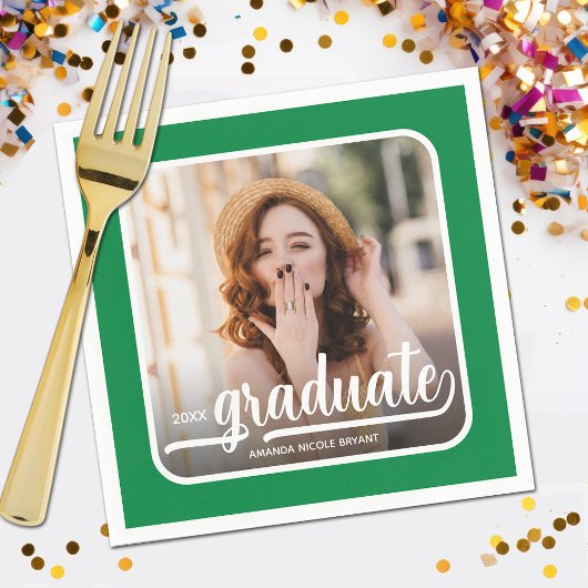 Graduate Foto Bold Script Green Serviette