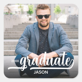 Graduate-Foto: Bold Script Quadratischer Aufkleber