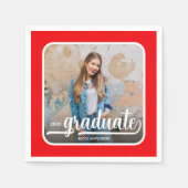 Graduate Foto Bold Script Red Serviette (Vorderseite)