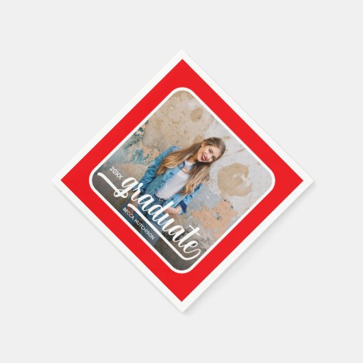 Graduate Foto Bold Script Red Serviette (Ecke)