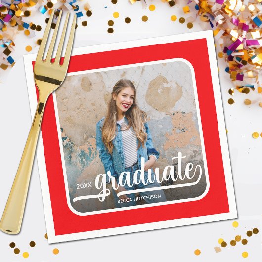 Graduate Foto Bold Script Red Serviette