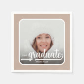 Graduate Foto Bold Script Taupe Serviette (Vorderseite)