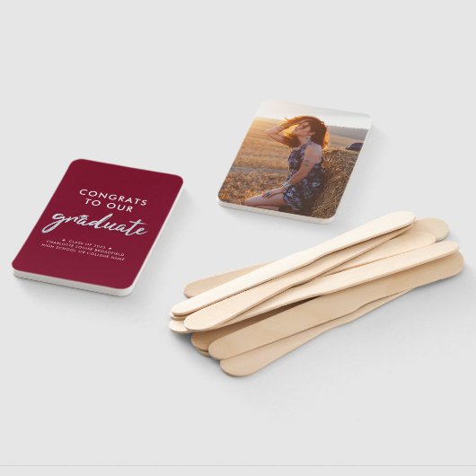 Graduate Foto Burgundy Abschluss 2024 Fächer (Non-assembled)