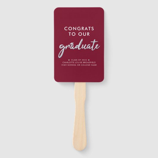 Graduate Foto Burgundy Abschluss 2024 Fächer (Vorderseite)