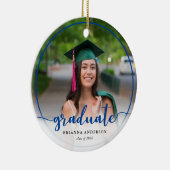 Graduate Foto Calligraphy Dark Blue Keramik Ornament (Rechts)