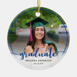 Graduate Foto Calligraphy Dark Blue Keramik Ornament