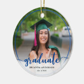 Graduate Foto Calligraphy Dark Blue Keramik Ornament (Links)