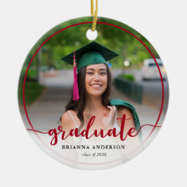 Graduate Foto Calligraphy Red Keramik Ornament