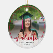 Graduate Foto Calligraphy Red Keramik Ornament (Links)