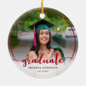 Graduate Foto Calligraphy Red Keramik Ornament (Hinten)