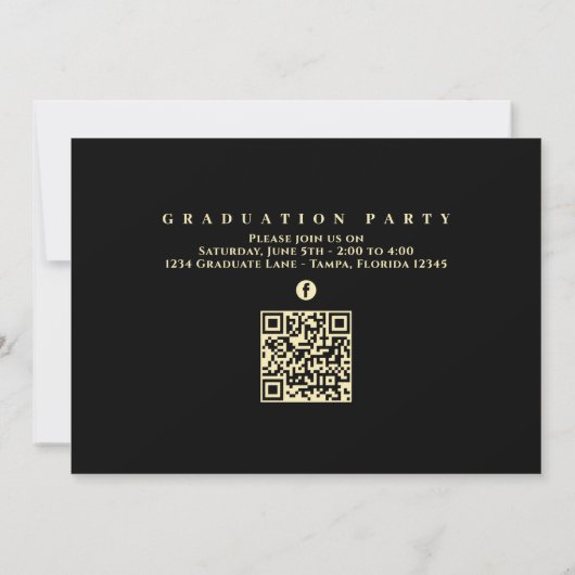 Graduate Foto Calligraphy Script Black Gold Einladung (Rückseite)