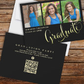 Graduate Foto Calligraphy Script Black Gold Einladung