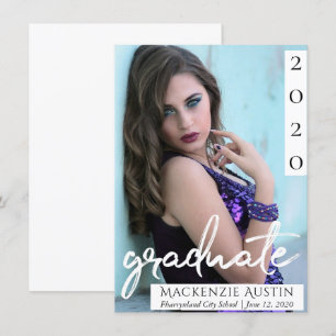 Graduate Foto   Chic Script Simple Keepake Ankündigung