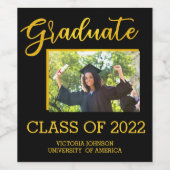 Graduate Foto Class 22 Black Gold Glitzer Weinetikett (Einzelnes Label)