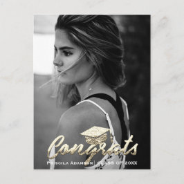 Graduate Foto Class of Year Name Gold Glitzer Postkarte