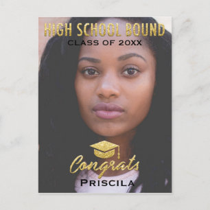 Graduate Foto Class of Year Name Gold Glitzer Postkarte